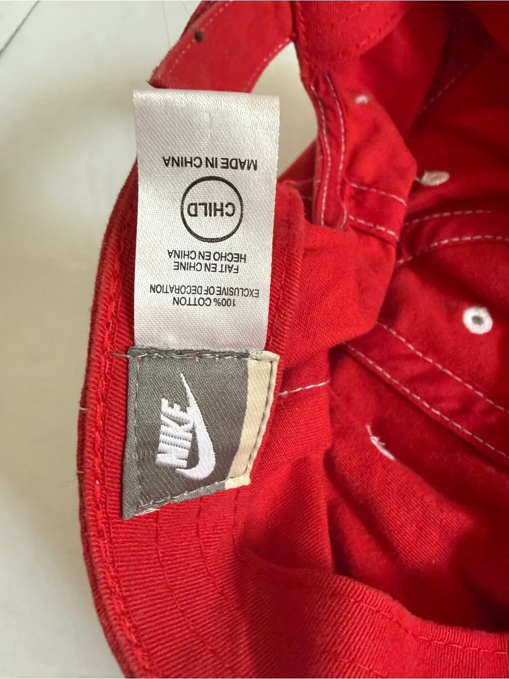 Nike Red Cap with White Swoosh Tag little kids 6/7